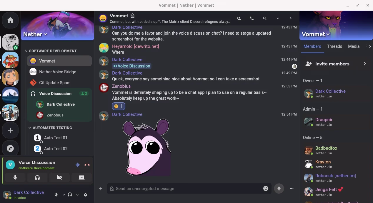 Screenshot of Vommet app